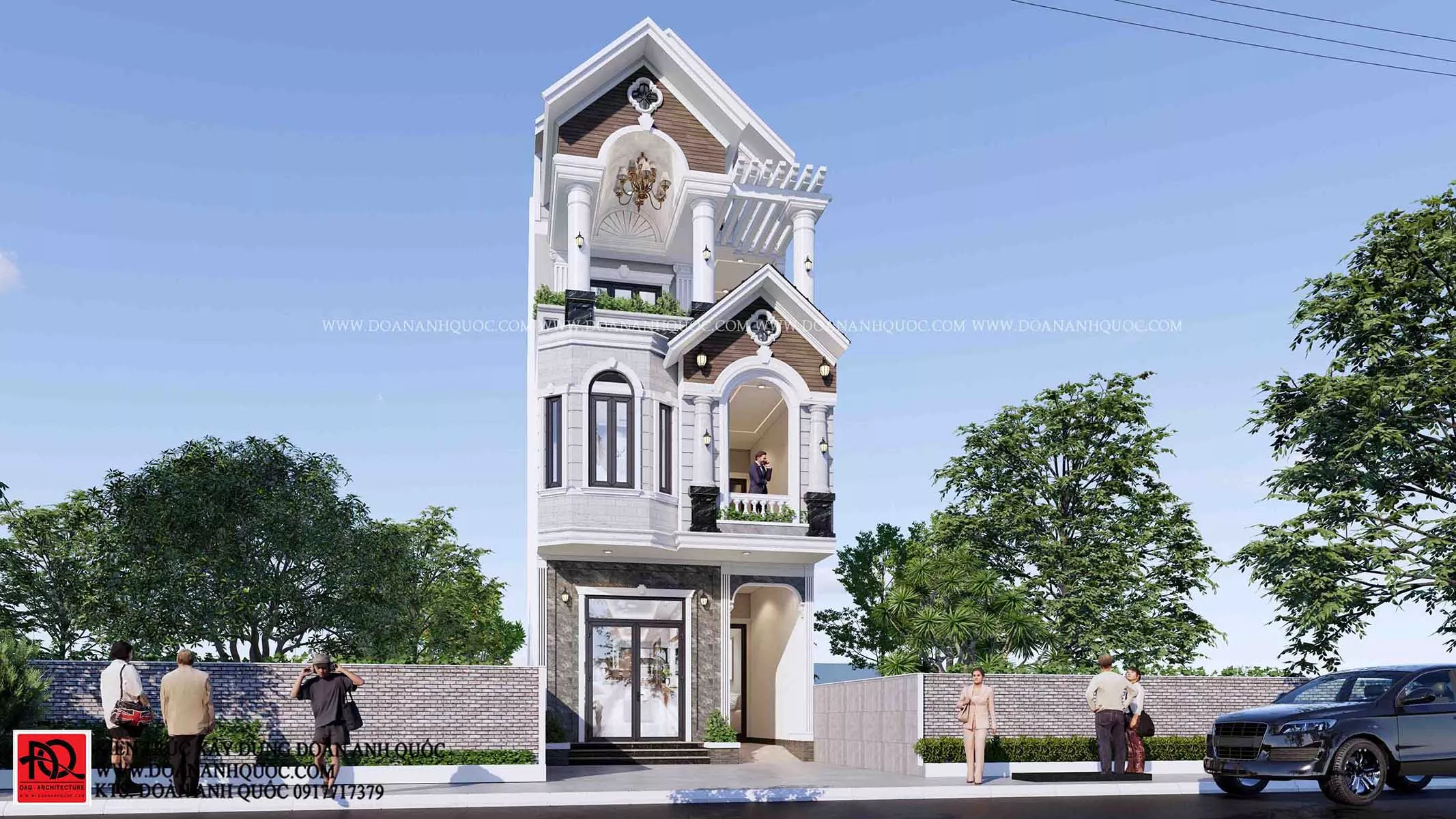 Thi công trọn gói nhà phố tân cổ điển 1 trệt 2 lầu tại Phan Thiết, Bình Thuận